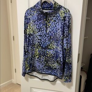 T by Talbots Blue and Green Patterned Pullover